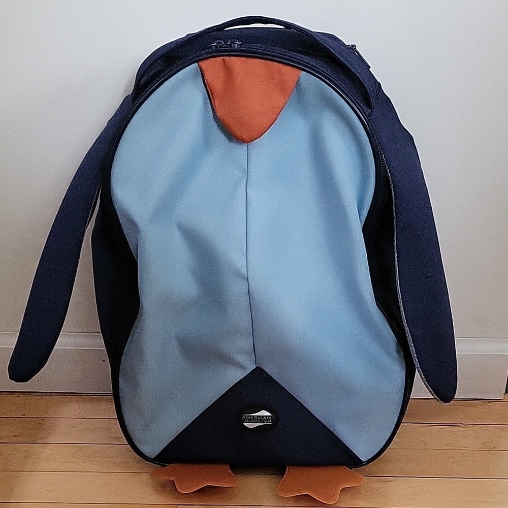 Charming American Tourister Penguin Backpack for Kids- Blue and Orange